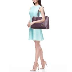 Pre Owned Michael Kors Purple Leather Medium Jet Set Tote