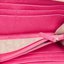 Michael Kors Fuchsia Leather Jet Set Zip Around Wallet