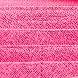 Michael Kors Fuchsia Leather Jet Set Zip Around Wallet