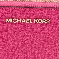 Michael Kors Fuchsia Leather Jet Set Zip Around Wallet
