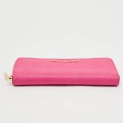 Michael Kors Fuchsia Leather Jet Set Zip Around Wallet