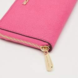 Michael Kors Fuchsia Leather Jet Set Zip Around Wallet