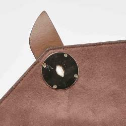 Michael Kors Brown Croc Embossed Leather Small Greenwich Crossbody Bag