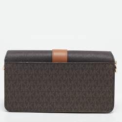 Michael Kors Brown Signature Coated Canvas Medium Greenwich Top Handle Bag