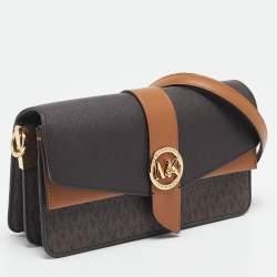 Michael Kors Brown Signature Coated Canvas Medium Greenwich Top Handle Bag