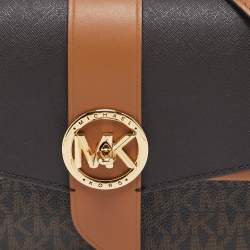 Michael Kors Brown Signature Coated Canvas Medium Greenwich Top Handle Bag