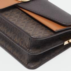 Michael Kors Brown Signature Coated Canvas Medium Greenwich Top Handle Bag
