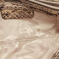 Michael Kors Beige/Black Python Embossed Leather Chain Detail Clutch