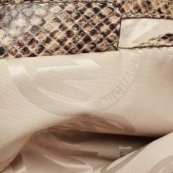 Michael Kors Beige/Black Python Embossed Leather Chain Detail Clutch