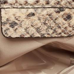 Michael Kors Beige/Black Python Embossed Leather Chain Detail Clutch
