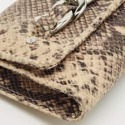 Michael Kors Beige/Black Python Embossed Leather Chain Detail Clutch