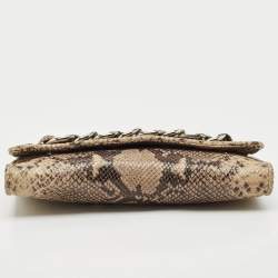 Michael Kors Beige/Black Python Embossed Leather Chain Detail Clutch