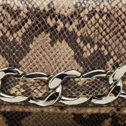 Michael Kors Beige/Black Python Embossed Leather Chain Detail Clutch