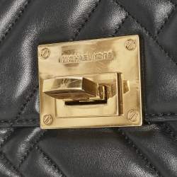 Michael Kors Black Quilted Leather Small Vivianne Flap Shoulder Bag
