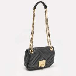 Michael Kors Black Quilted Leather Small Vivianne Flap Shoulder Bag