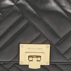 Michael Kors Black Quilted Leather Small Vivianne Flap Shoulder Bag