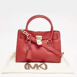 Michael Kors Red Leather Hamilton North South Tote