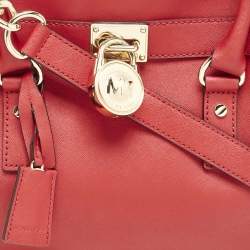 Michael Kors Red Leather Hamilton North South Tote