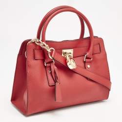 Michael Kors Red Leather Hamilton North South Tote