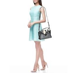 Pre Owned Michael Kors Admiral/Optic Leather Medium Graphic Logo Whitney Top Handle Bag