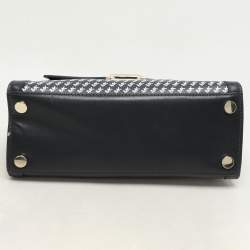 Pre Owned Michael Kors Admiral/Optic Leather Medium Graphic Logo Whitney Top Handle Bag