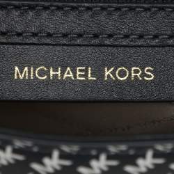 Pre Owned Michael Kors Admiral/Optic Leather Medium Graphic Logo Whitney Top Handle Bag