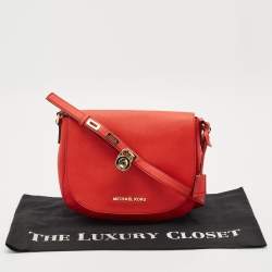 Michael Kors Red Leather Hamilton Messenger Bag
