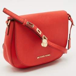 Michael Kors Red Leather Hamilton Messenger Bag