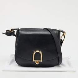 Michael Kors Black Leather Large Delfina Flap Saddle Bag