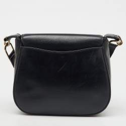 Michael Kors Black Leather Large Delfina Flap Saddle Bag