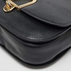 Michael Kors Black Leather Large Delfina Flap Saddle Bag