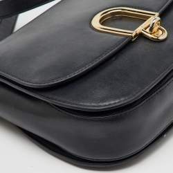 Michael Kors Black Leather Large Delfina Flap Saddle Bag