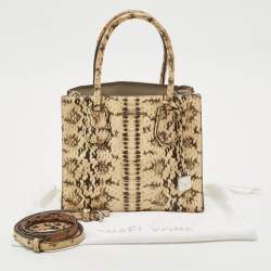 Michael Kors Cream Python Embossed Leather Small Mercer Tote