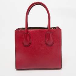 Michael Kors Red Leather Small Mercer Tote