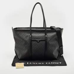 Michael Kors Black Signature Coated Canvas Large Beck Tote