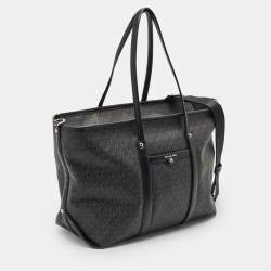 Michael Kors Black Signature Coated Canvas Large Beck Tote