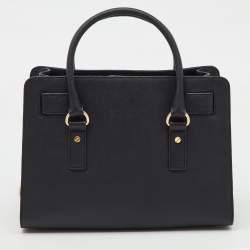 Michael Kors Black Saffiano Leather Medium Hamilton Tote