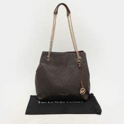 Michael Kors Brown Coated Canvas Jet Set Tote