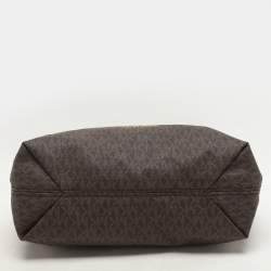 Michael Kors Brown Coated Canvas Jet Set Tote