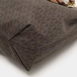 Michael Kors Brown Coated Canvas Jet Set Tote