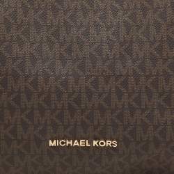 Michael Kors Brown Coated Canvas Jet Set Tote