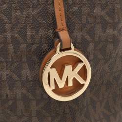 Michael Kors Brown Coated Canvas Jet Set Tote