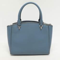 Pre Owned Michael Kors Blue Leather Studded Ellis Satchel