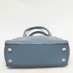 Pre Owned Michael Kors Blue Leather Studded Ellis Satchel