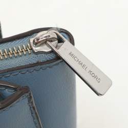 Pre Owned Michael Kors Blue Leather Studded Ellis Satchel