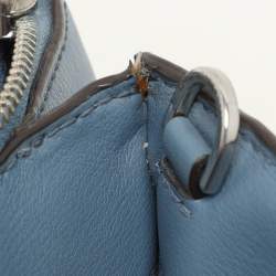 Pre Owned Michael Kors Blue Leather Studded Ellis Satchel