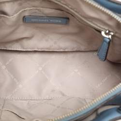 Pre Owned Michael Kors Blue Leather Studded Ellis Satchel