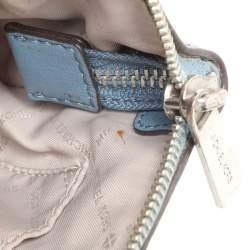 Pre Owned Michael Kors Blue Leather Studded Ellis Satchel