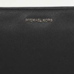 Pre Owned Michael Kors Black Leather Large Jet Set Travel Crossbody Bag