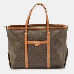 Michael Kors Brown Signature Coated Canvas Beck Tote
